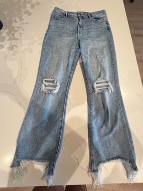HIDDEN BUCKLE Light Blue Distressed Women's Jeans